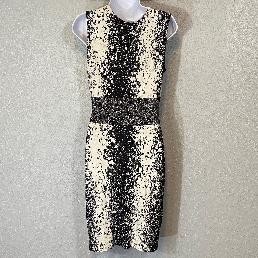 Diane Von Furstenberg 100% Silk Ilsie Black and Cream Midi Dress - Picture 7 of 8
